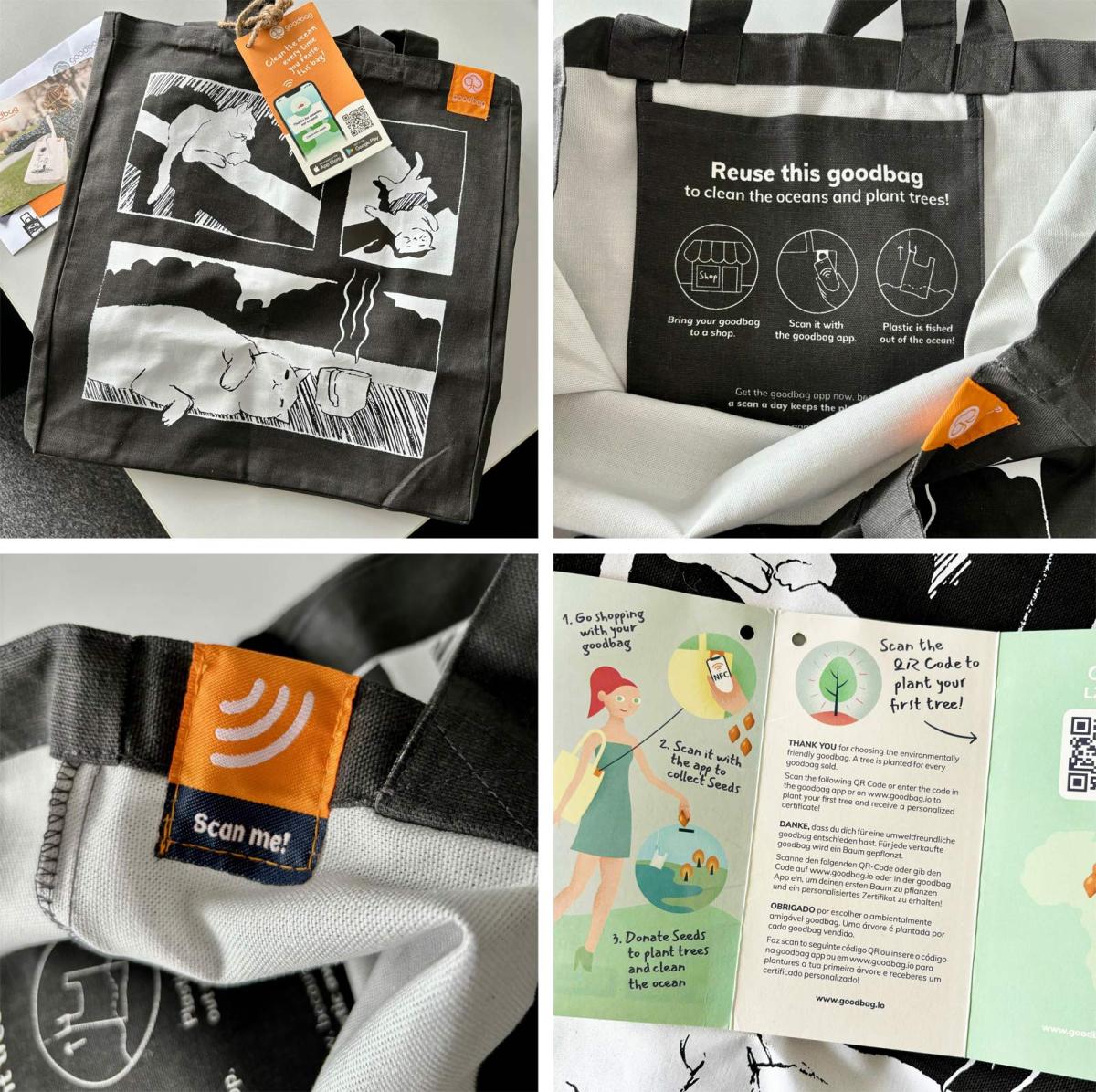 Bilder der Einkaufstasche des Herstellers goodbag mit Katzenmotiv