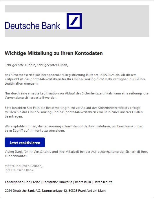 Screenshot Deutsche Bank