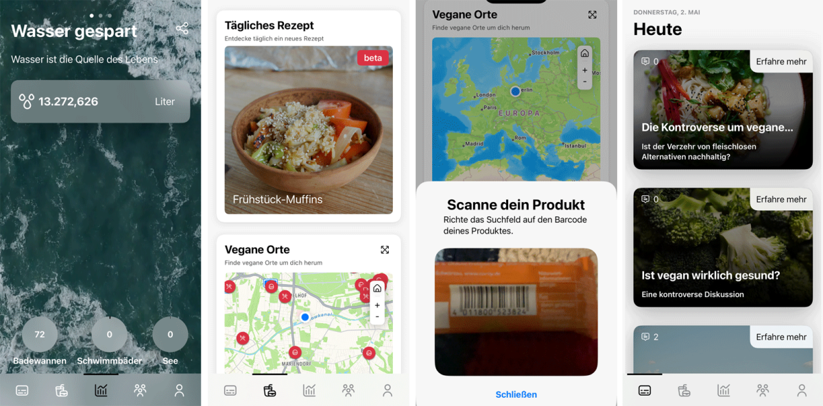 Funktionen der App WAY TO VEGAN